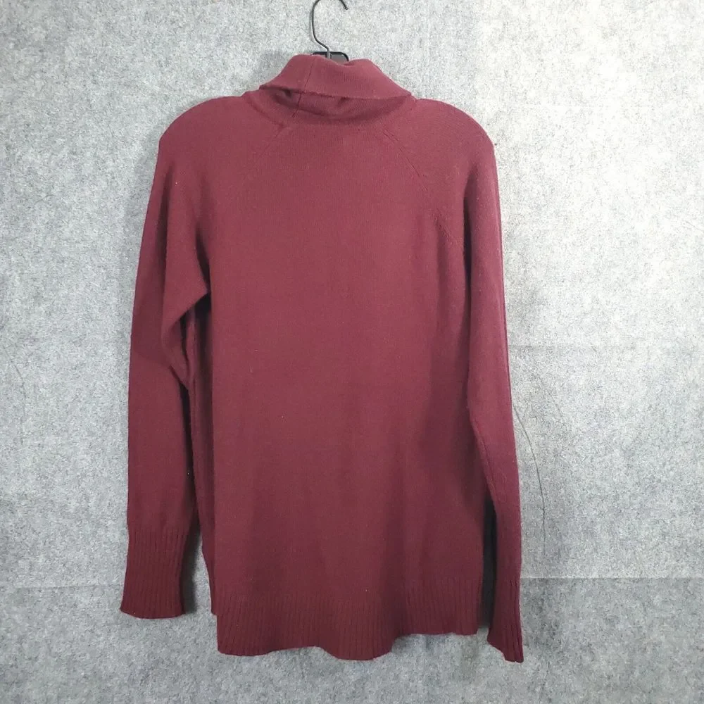 C&C California Womens Turtleneck Sweater Large Red Burgundy Long Sleeve Wool - Picture 2 of 13